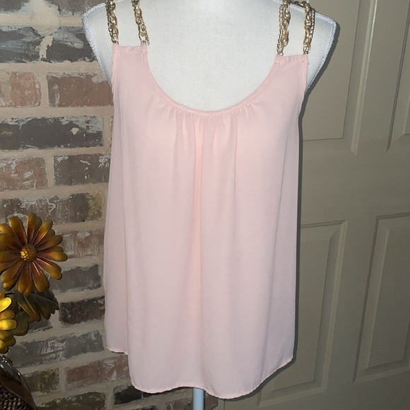 Rue 21 Pink Chiffon w/Gold Chain Swing Top Halter Neck Lightweight Fairycore MED - Picture 10 of 10